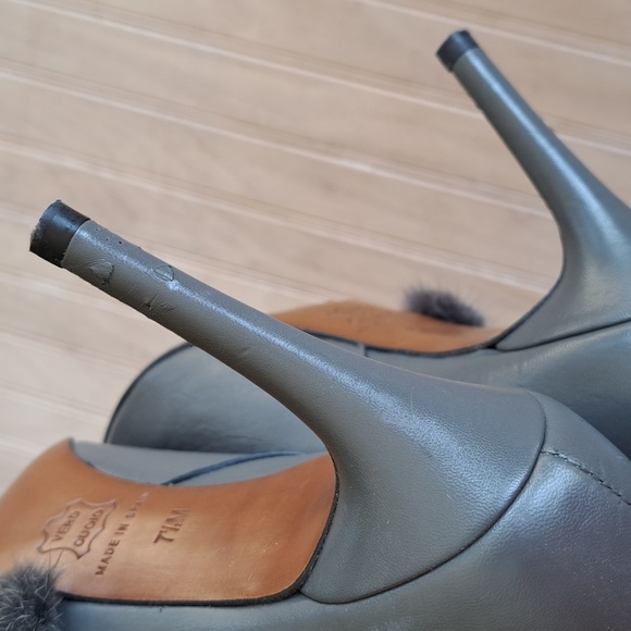 Donald J. Pliner Vero Quoio Pointy Toe Leather Mink Fur High Heel Ankle Boots - Picture 6 of 15